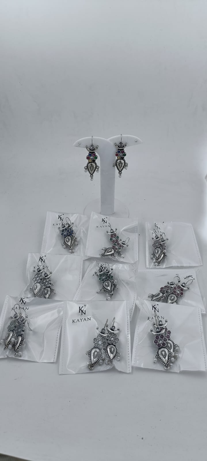 Oxidised Stone Studded Chandbali Earrings in Berlin
