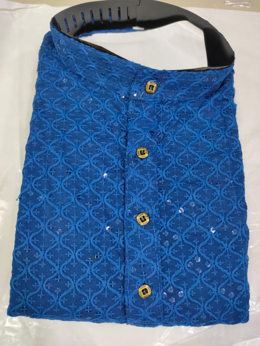 Men's Kurta Churidar with Embroidery Cotton Rayon Sky Blue in Germany
