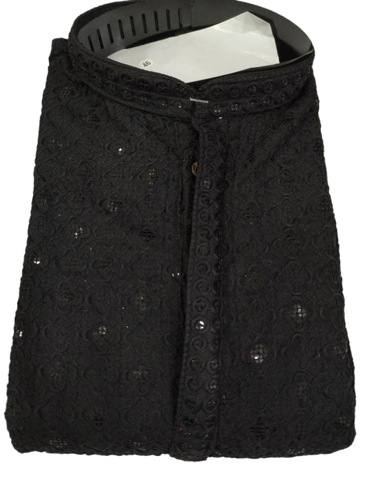Men's Kurta Churidar with Embroidery Cotton Rayon Black in Munich