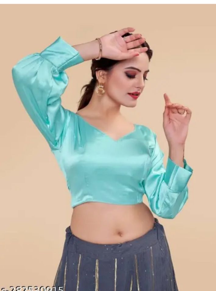 Organza Plain full Sleeves Readymade Blouse in Berlin