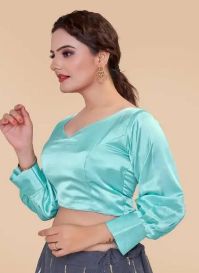 Organza Plain full Sleeves Readymade Blouse in Berlin