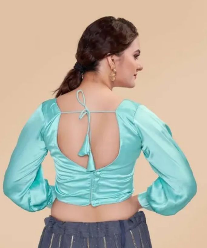 Organza Plain full Sleeves Readymade Blouse in Berlin