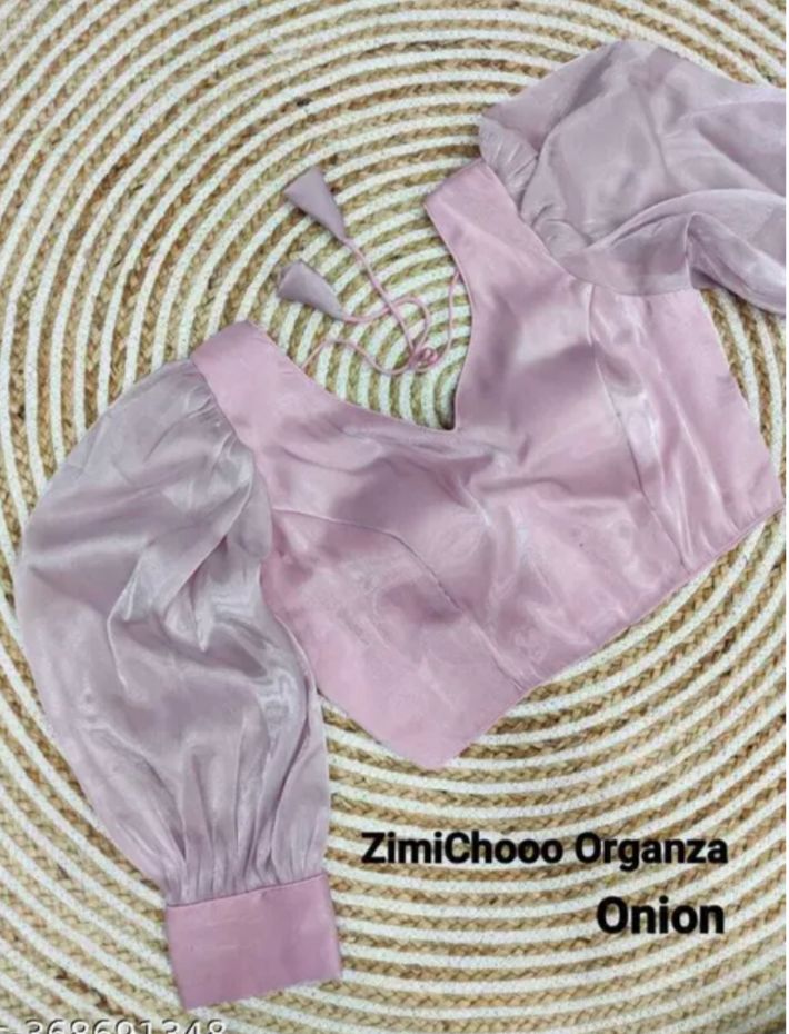 Organza Plain full Sleeves Readymade Blouse in Berlin