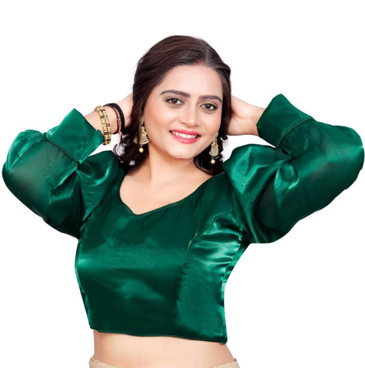 Organza Plain full Sleeves Readymade Blouse embroidery and fabric detail - Neha Couture Indian Fashion