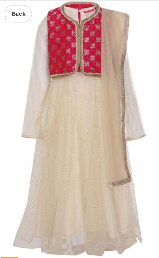 Pink And Beige Anarkali Viscose Suit Set in  Berlin