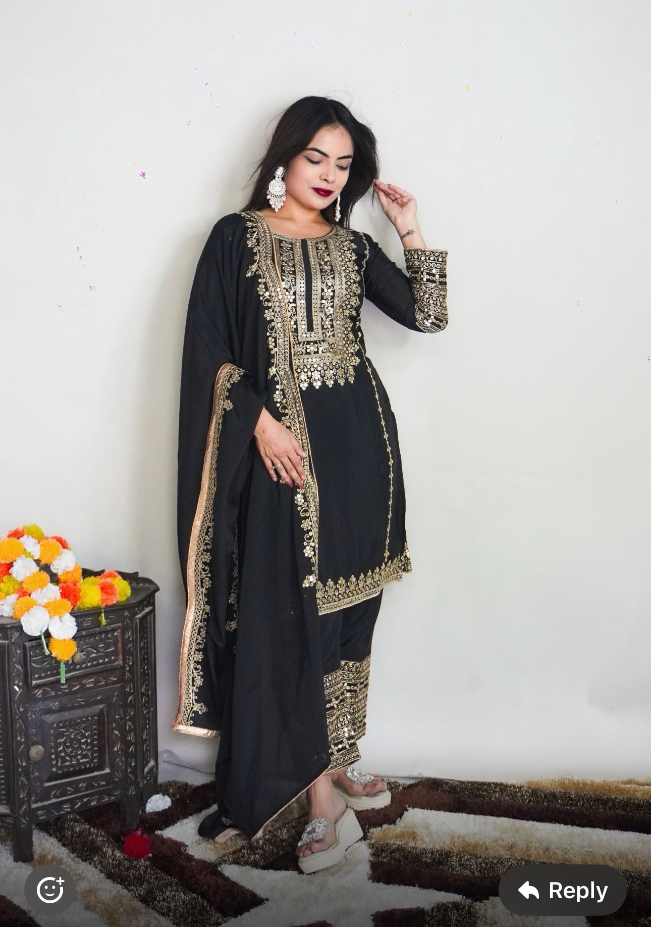 Elegant Pure Chinnon Silk Embroidery Pant Suit in Munich