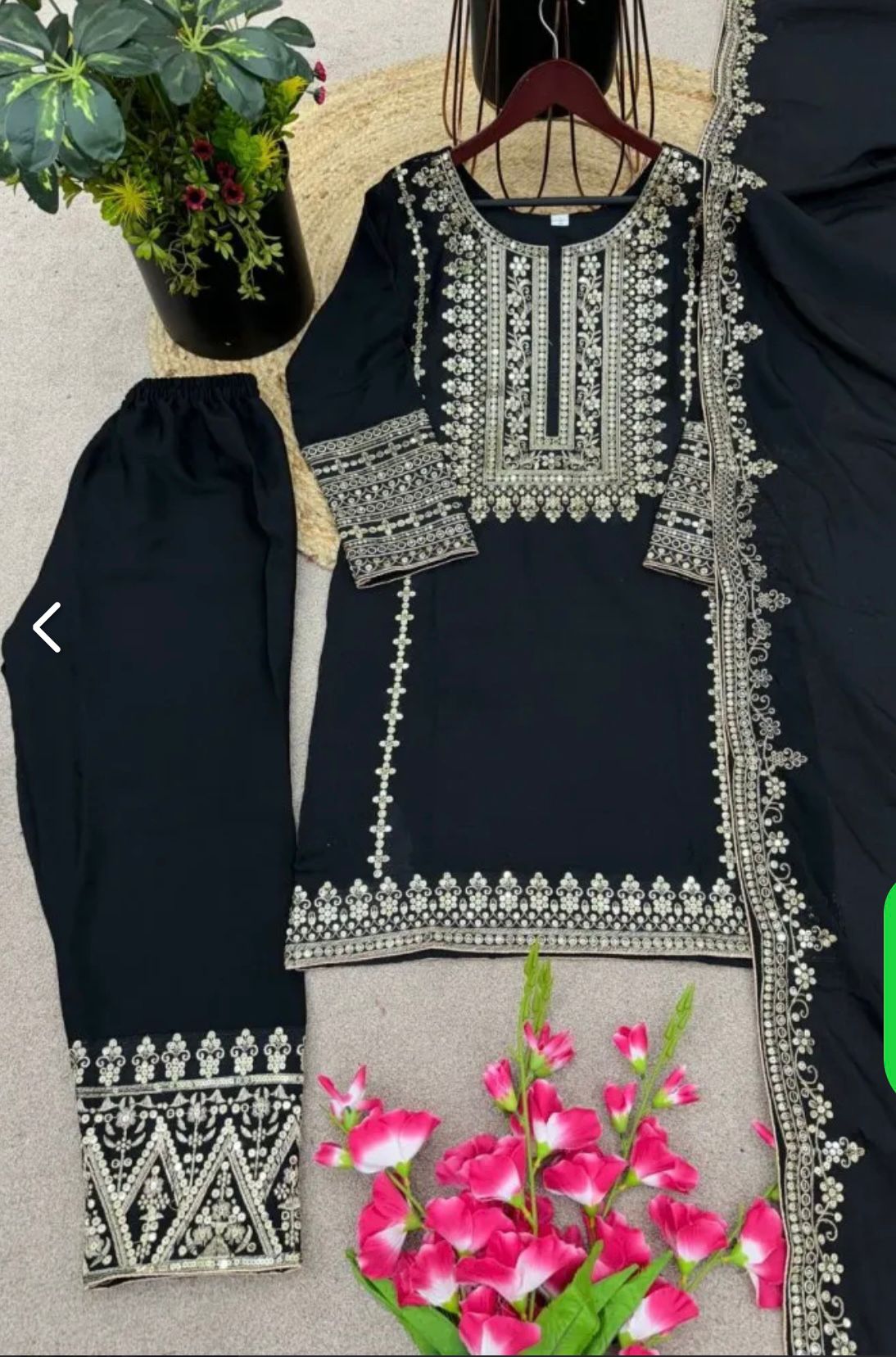 Elegant Pure Chinnon Silk Embroidery Pant Suit in Munich