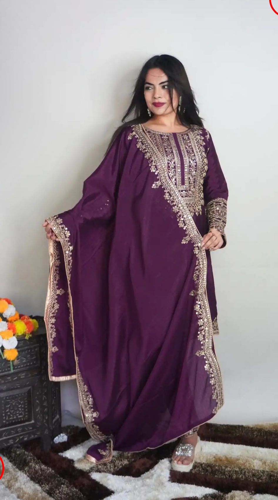Elegant Pure Chinnon Silk Embroidery Pant Suit in Essen