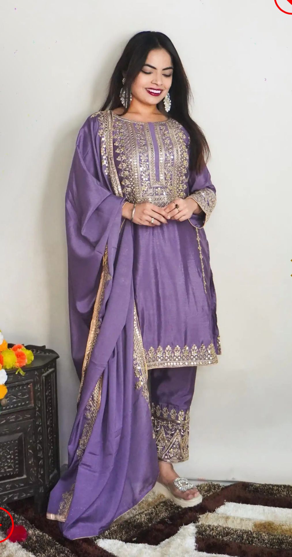 Elegant Pure Chinnon Silk Embroidery Pant Suit in Berlin