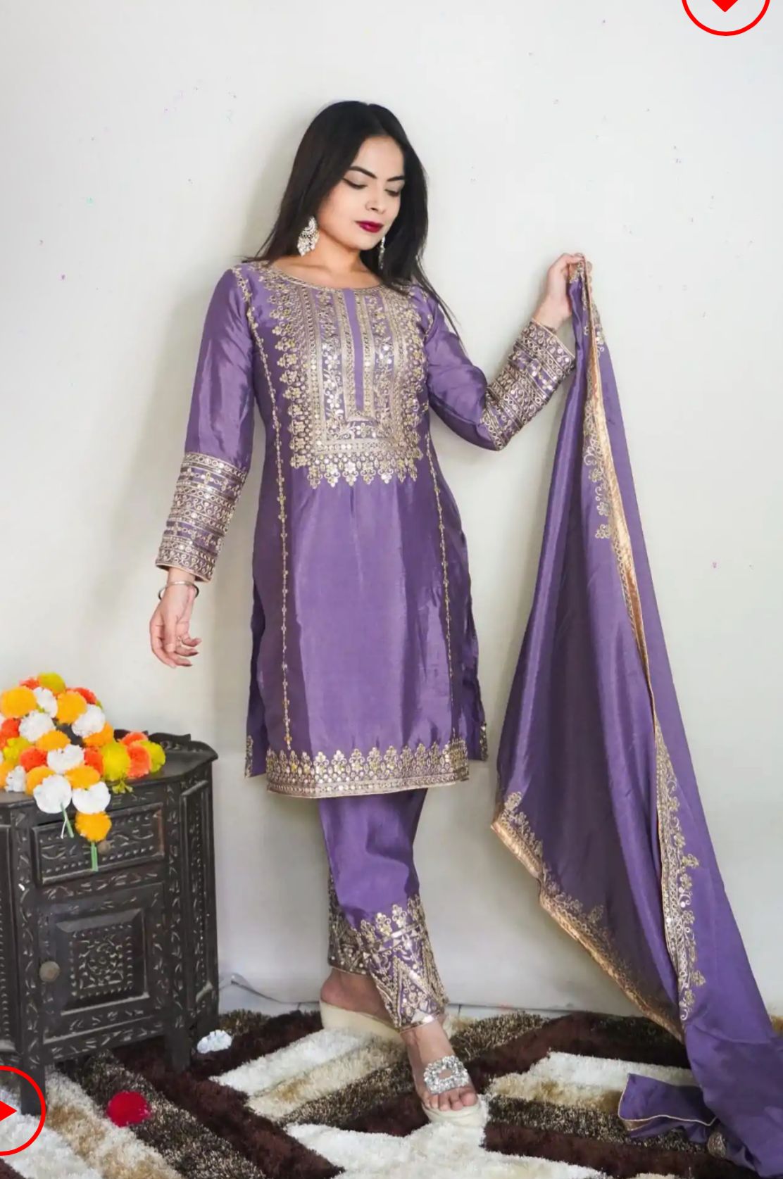 Elegant Pure Chinnon Silk Embroidery Pant Suit in Berlin