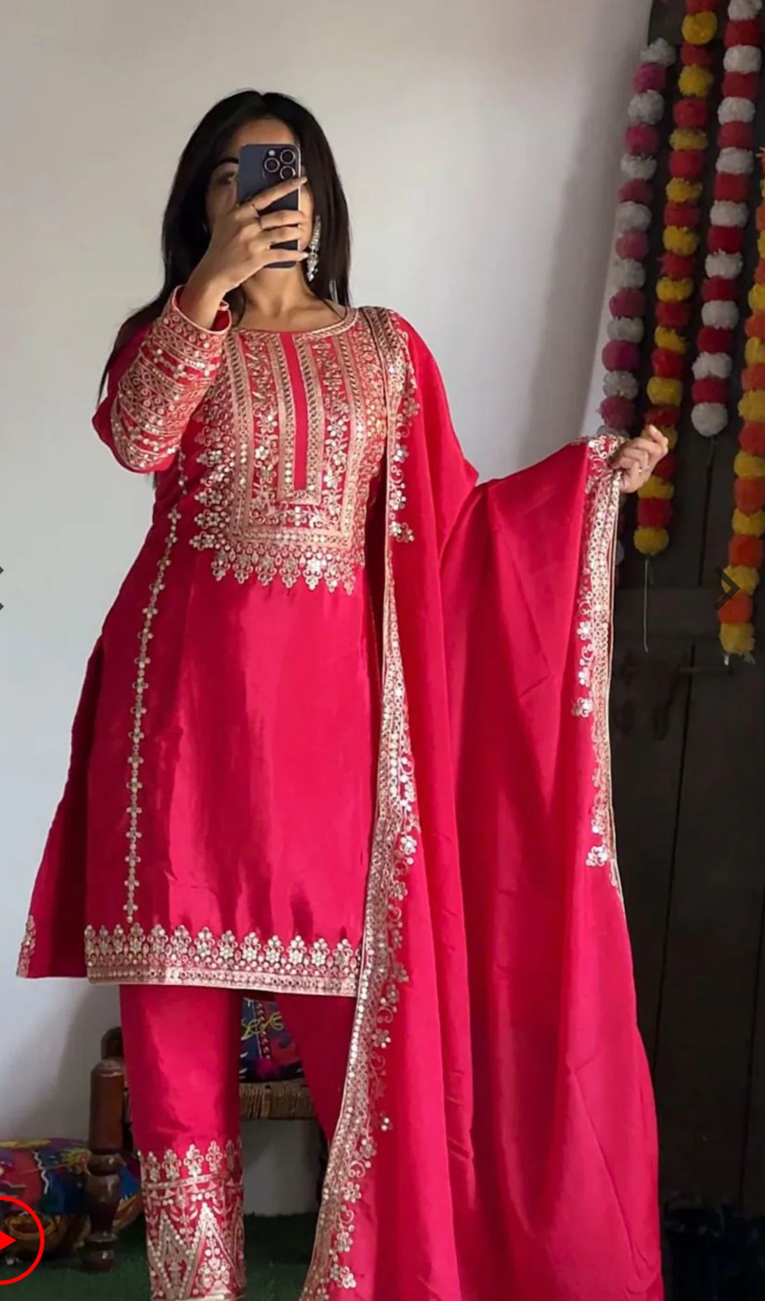 Elegant Pure Chinnon Silk Embroidery Pant Suit in Essen
