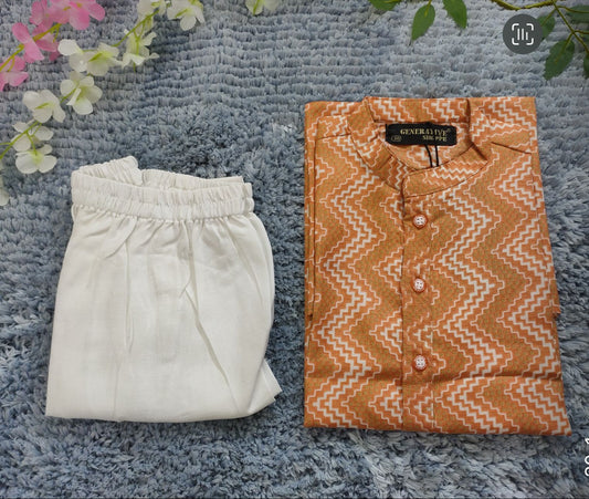 Boys Ethnic Motifs Printed Pure Cotton Kurta with Pyjamas in Germany