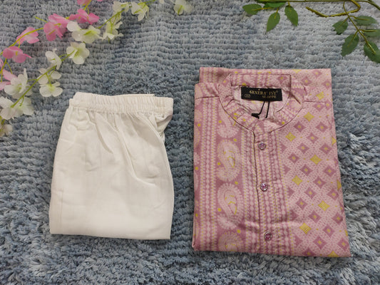 Boys Ethnic Motifs Printed Pure Cotton Kurta with Pyjamas in Munich