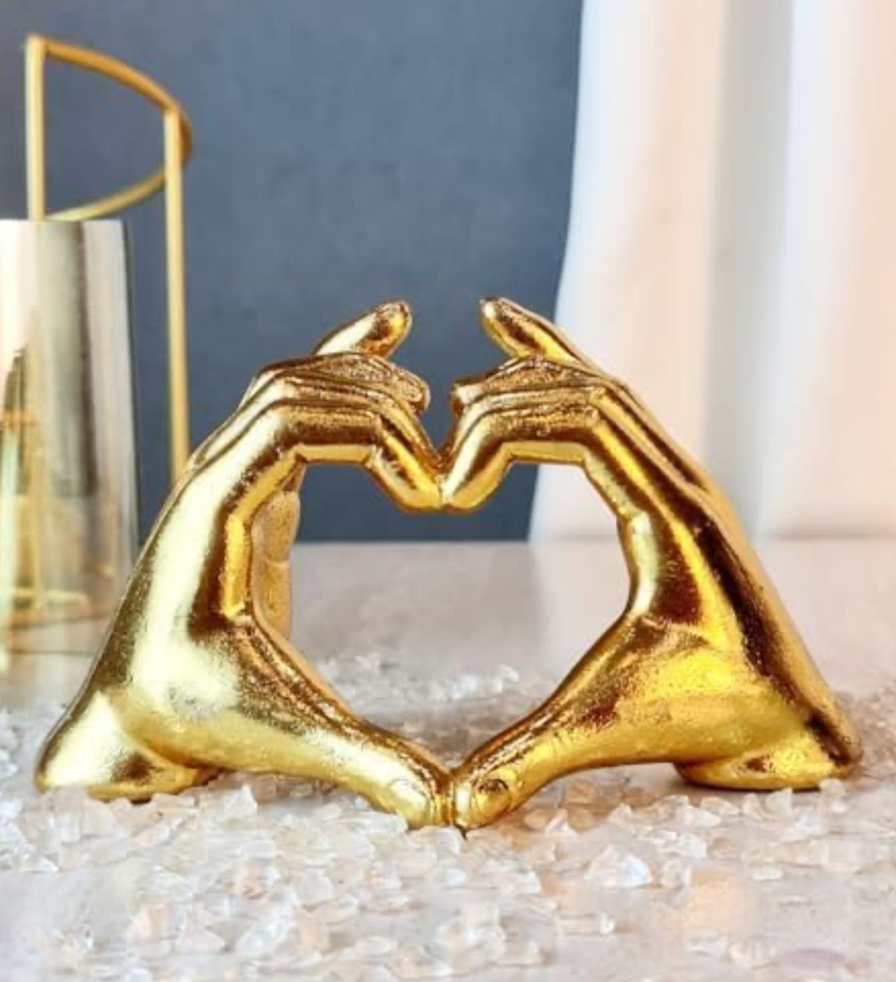 Golden Heart Shape Sculpture, Resin Showpiece in Munich
