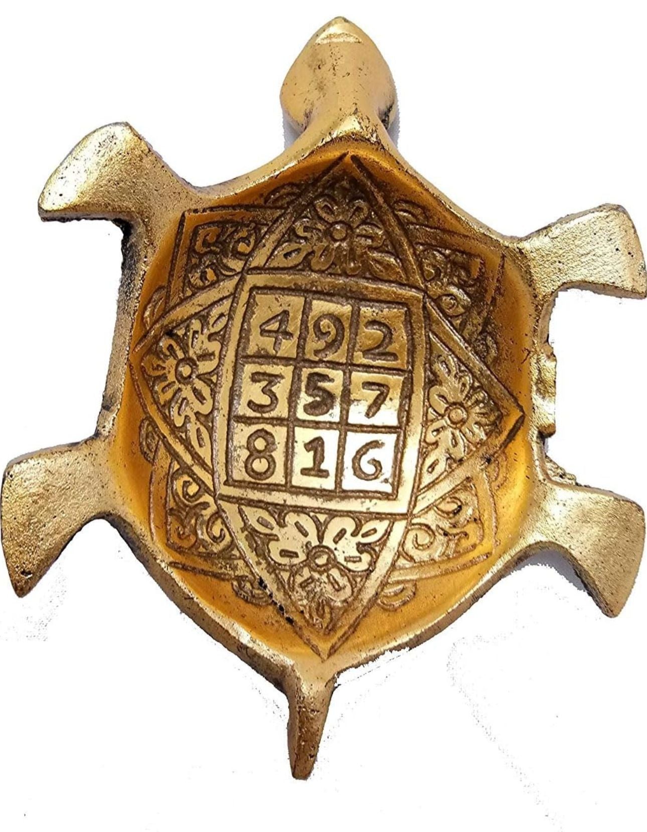 Metal Feng Shui Golden Tortoise on Glass Plate - 5.5 inches in Germany