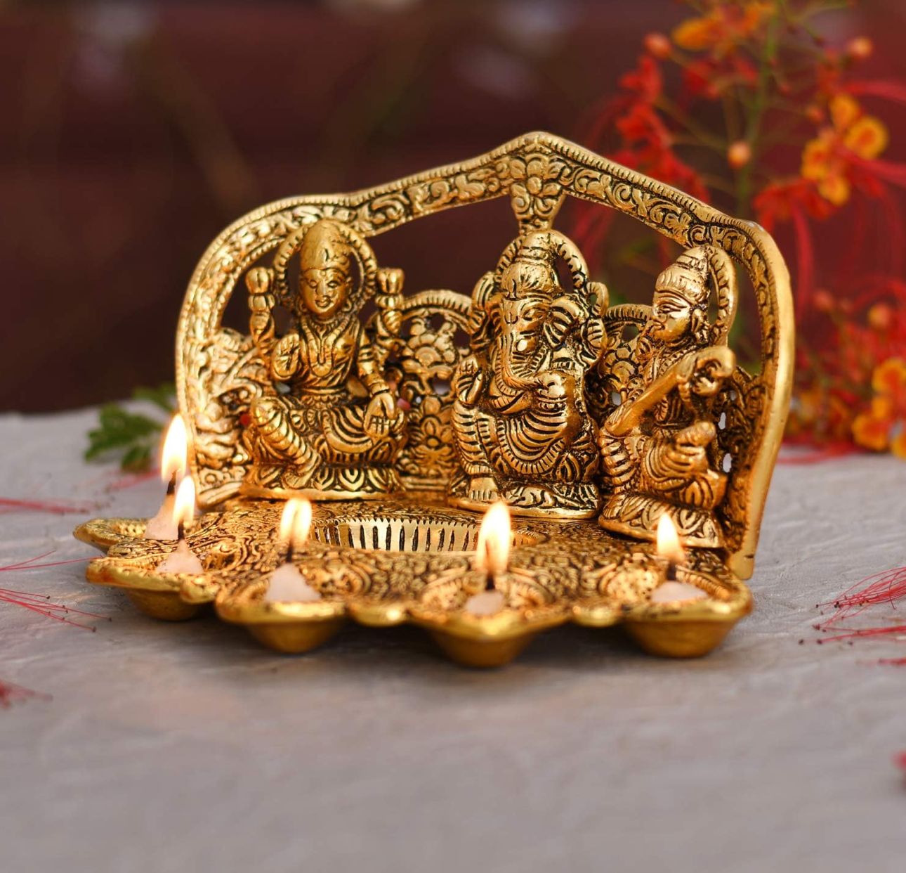 Laxmi Ganesh Saraswati Idol Diya Oil Lamp Deepak in Germany