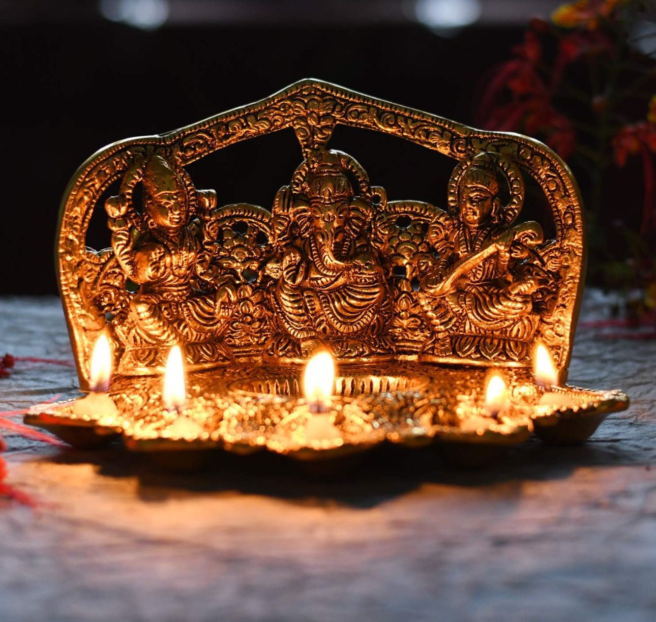 Laxmi Ganesh Saraswati Idol Diya Oil Lamp Deepak in Germany