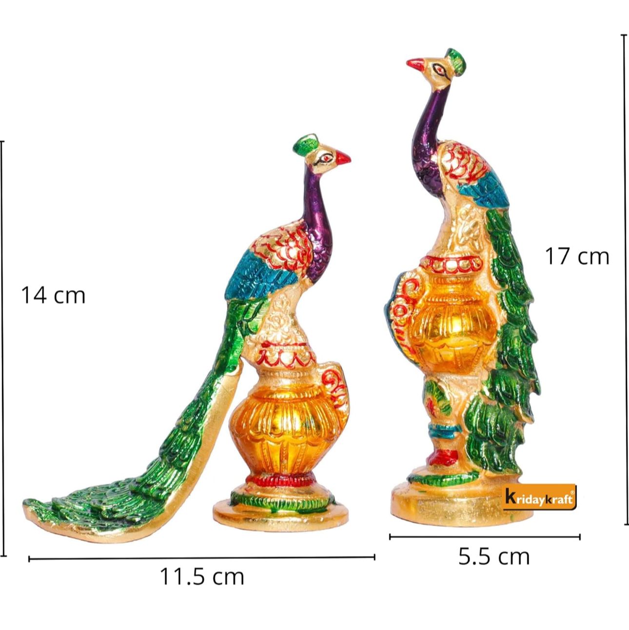 Metal Peacock Statue Multicolor Couple Pair Decorative in Germany