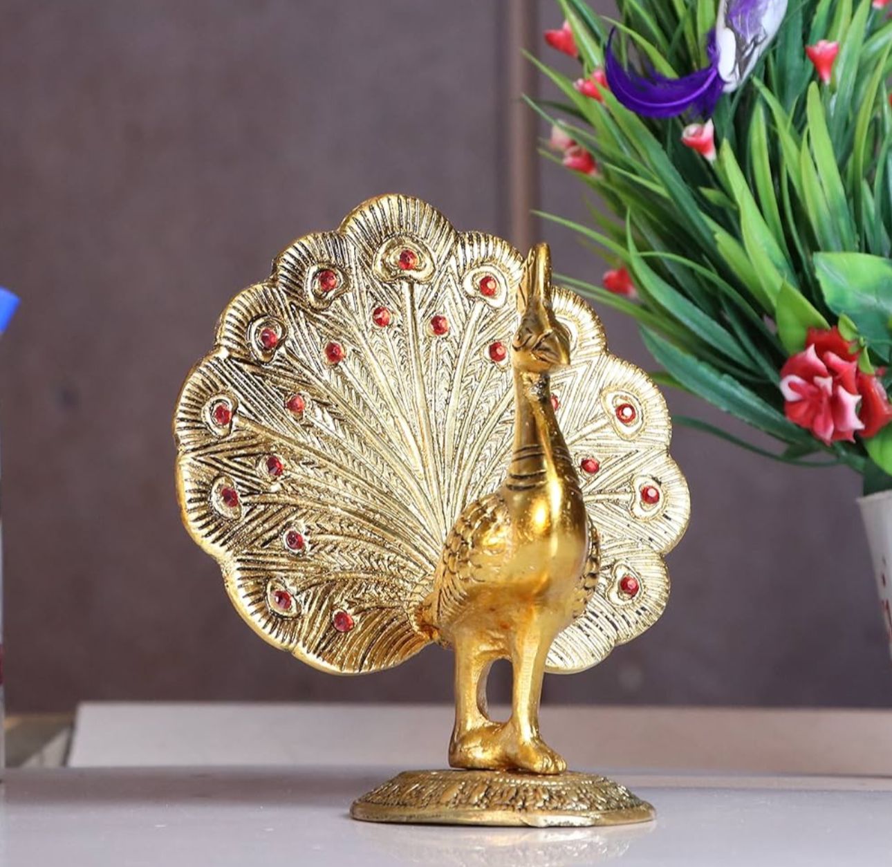 Peacock Metal Statue,Gold Plated Peacock Showpiece Idol for Home Decorative in Berlin