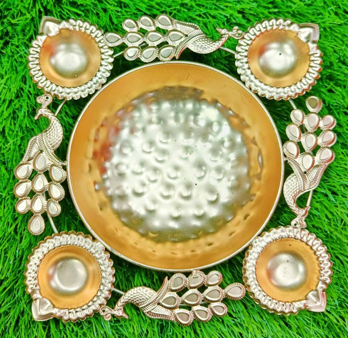 Peacock Pooja Diya Urli with Luxurious and Ornate Design in Germany
