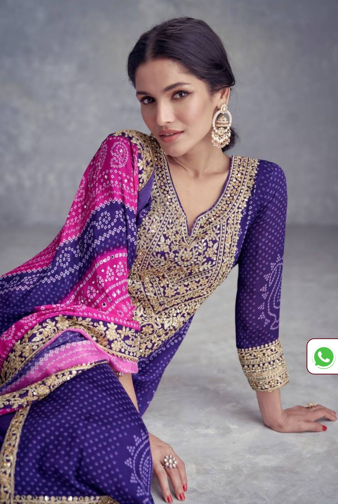 Exclusive Embroidered & Sequin Round Neck Chinnon Plazzo And Kurta in Berlin