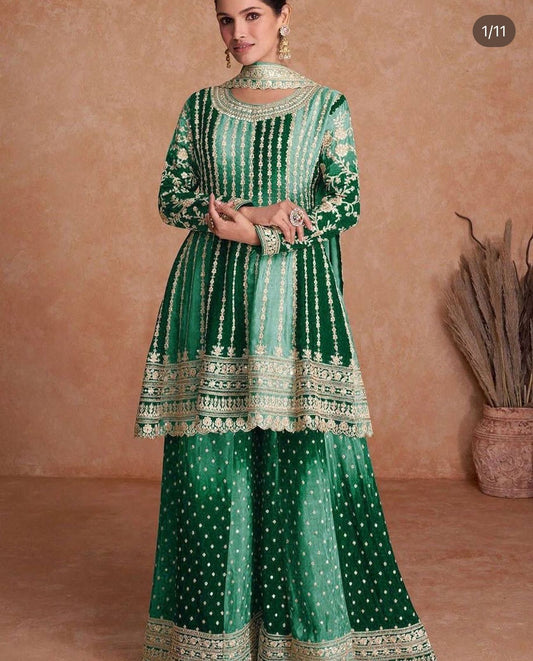 Embroidered Chinon Chiffon Pakistani Suit in Green in Berlin