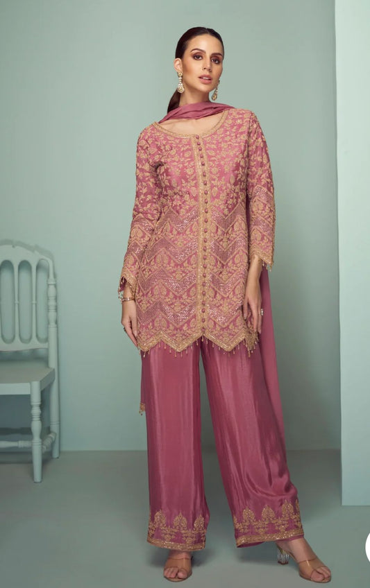 Dusty Pink Sharara Suit with Golden Embroidery in Berlin