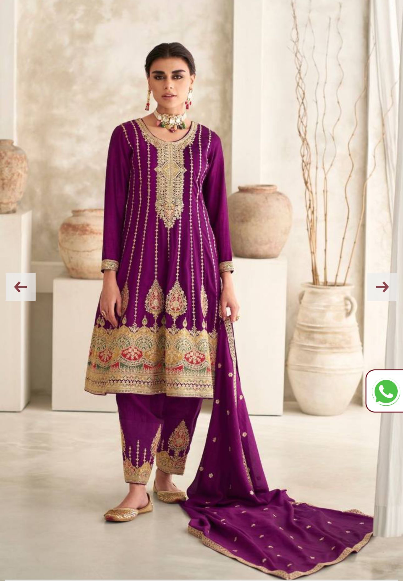 Embroidered Art Silk Anarkali Suit in Wine in Germany