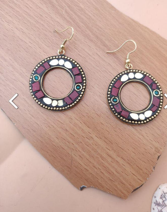 Designer laq work Circle Shape lightweight earring in Germany