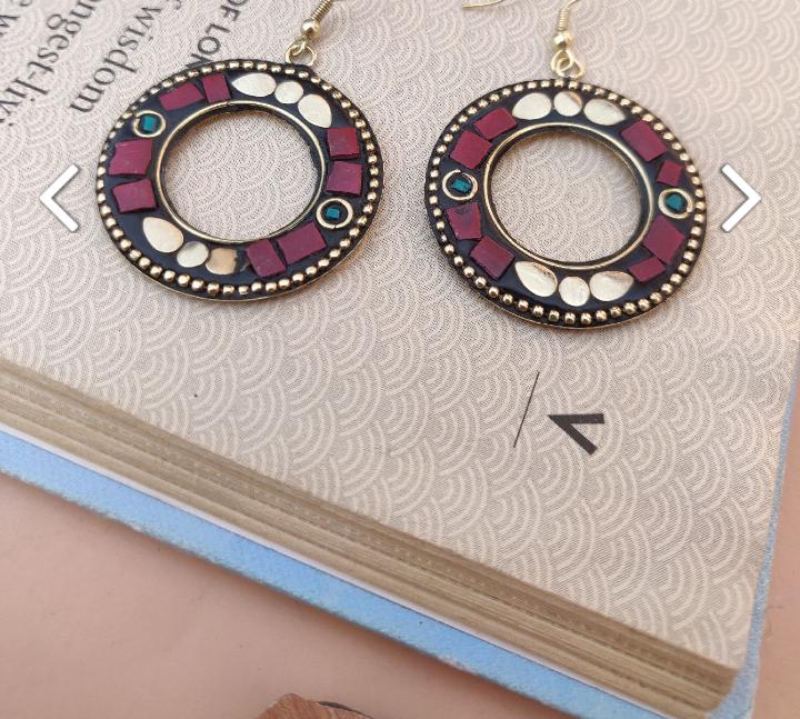 Designer laq work Circle Shape lightweight earring in Germany