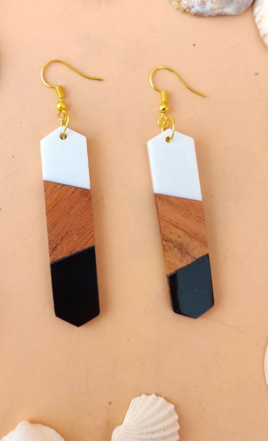 Wooden Resin Dangler Earring in Munich