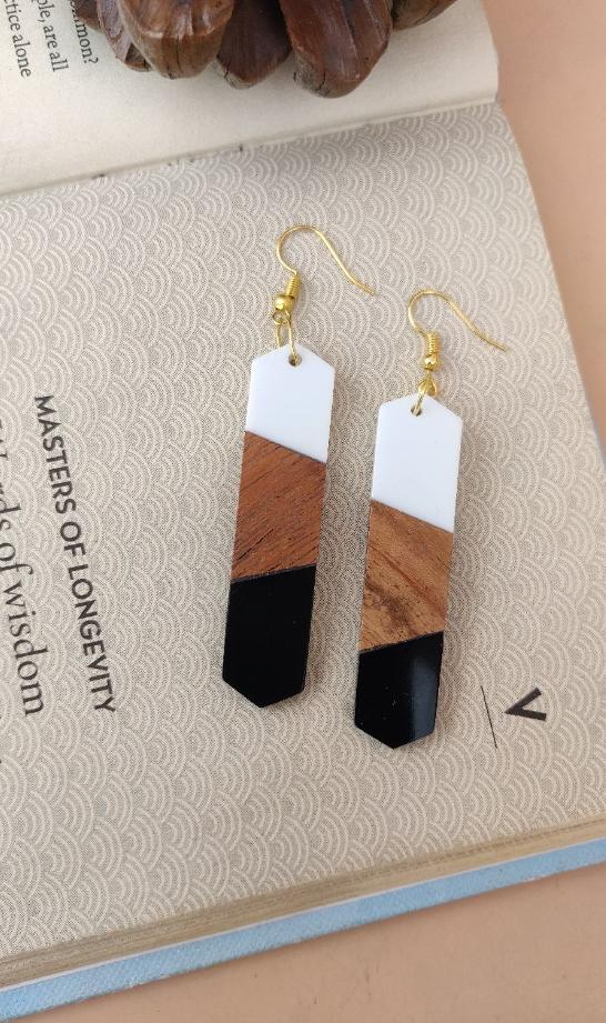 Wooden Resin Dangler Earring in Munich