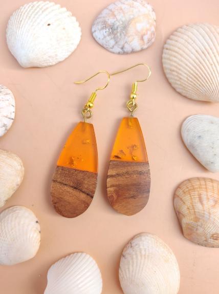 Wooden Resin Dangler Earring in Berlin