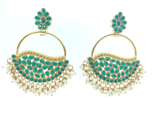 Premium Quality Kundan Stone Stud Hoop Earrings in Munich