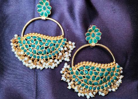 Premium Quality Kundan Stone Stud Hoop Earrings in Munich