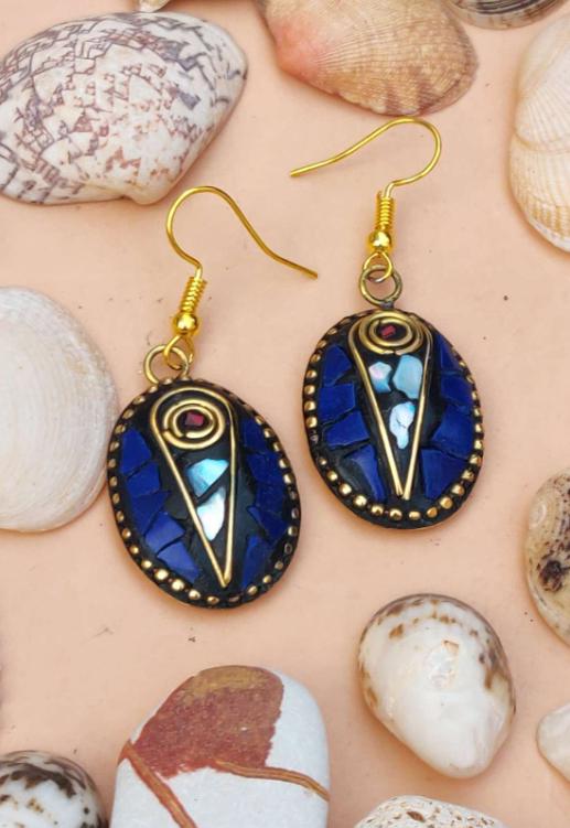 Designer laq work Oval Shape light weight earring in Munich