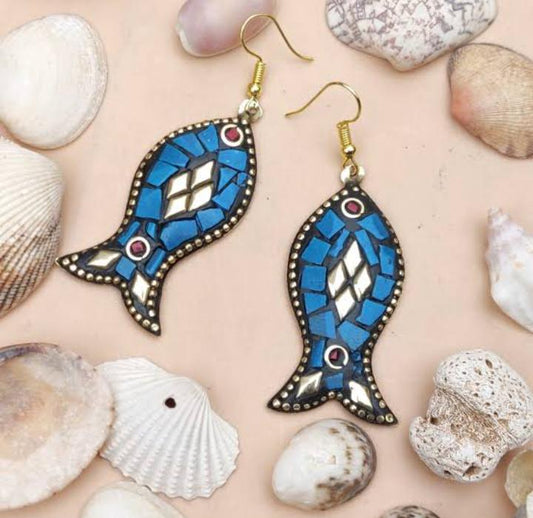 Designer laq work Fish Shape light weight earring in Munich