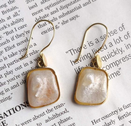 Mother of Pearl Gold Polish Silver Earrings in Germany