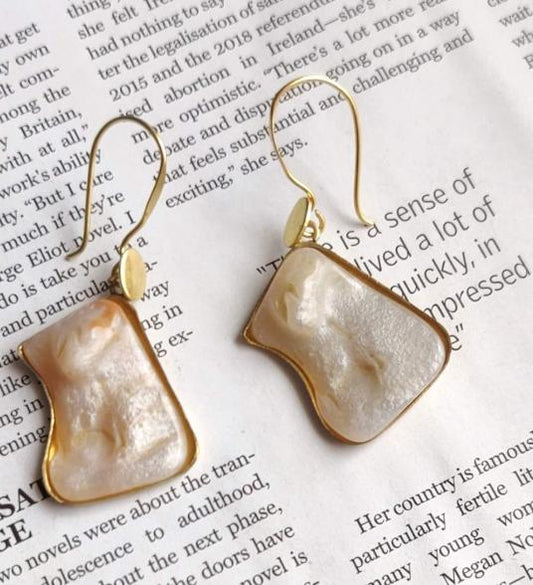 Mother of Pearl Gold Polish Silver Earrings in Germany