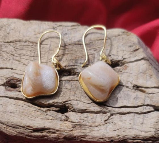 Mother of Pearl Gold Polish Silver Earrings in berlin