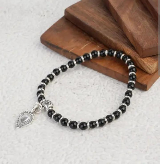 German silver Black Bead Silver Plated Designer Jhumki Charm Nazaria Bracelet in Germany