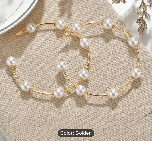 Pearl Hoop Earrings Big Circle Pearls Earrings in Berlin