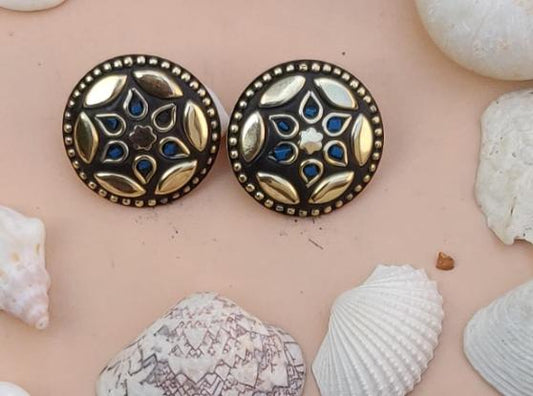 Afghani Boho Design Multi Color Lightweight Laq Stud Earrings in Berlin