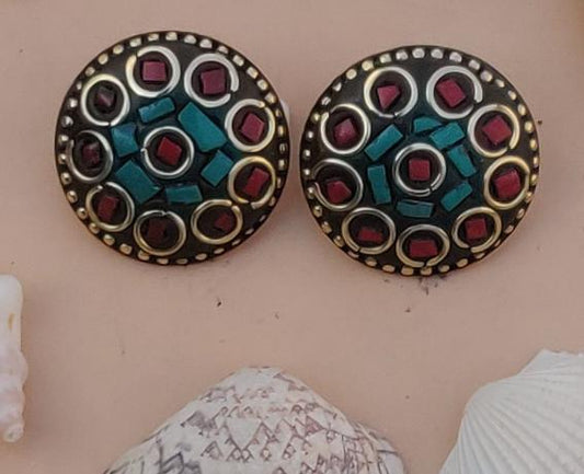 Tibetan Beautiful Embroidered Earrings in Munich