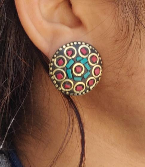Tibetan Beautiful Embroidered Earrings in Munich