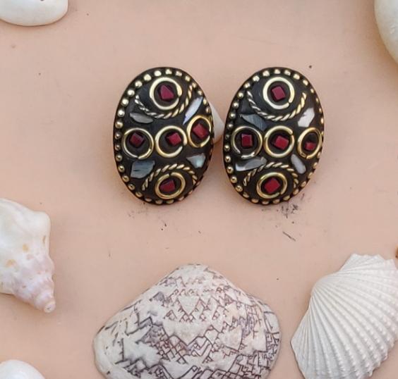 Afghani Boho Design Multi Color Lightweight Laq Stud Earrings in Germany