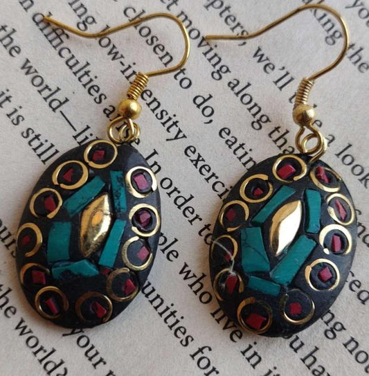 Oval Shape Vintage Handmade Laq Earring for Women and Girls in Berlin