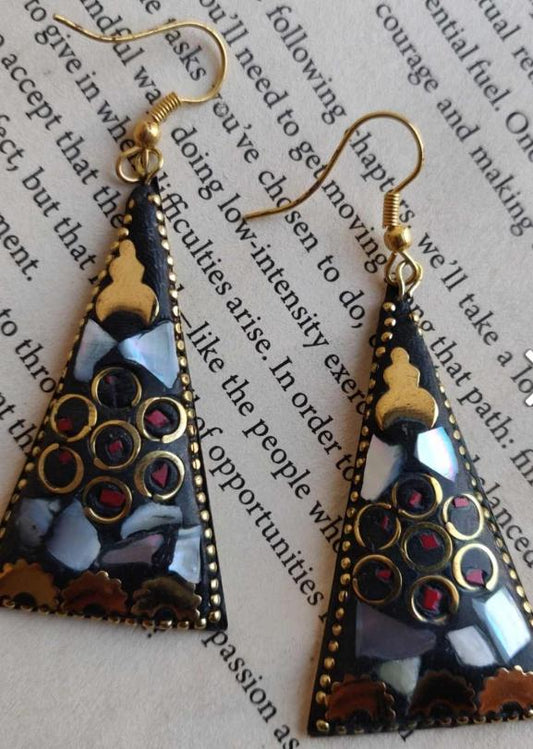Triangle Shape Multi Color Afghani Lac Partywear Earrings in Germany