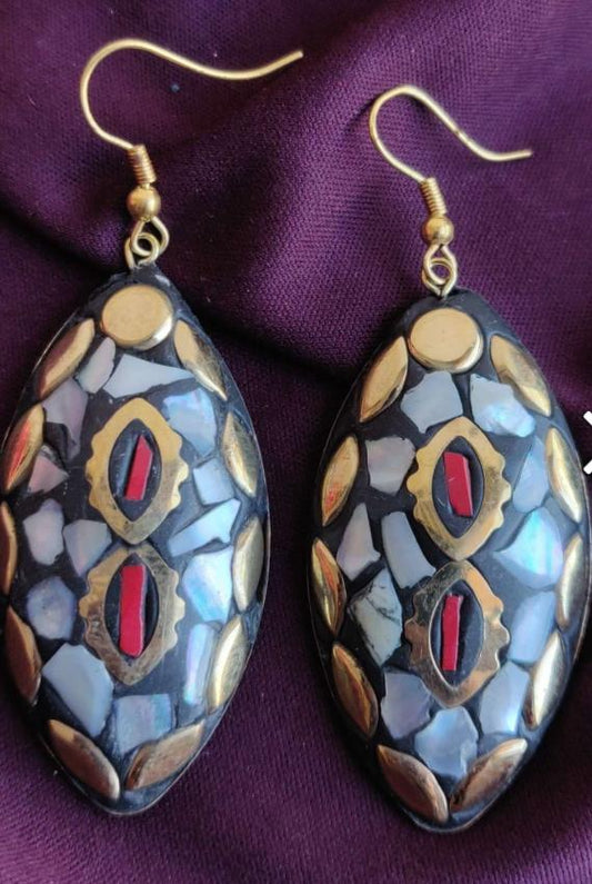 Drop Shape Multi Color Lac Tibetan Earring for Women and Girls.