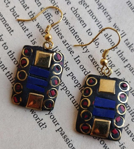 Designer Laq Work Rectangle Shape Light weight Earring in Munich